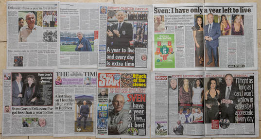 A montage of printed British newspapers as they cover the
