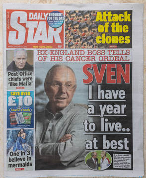 A montage of printed British newspapers as they cover the