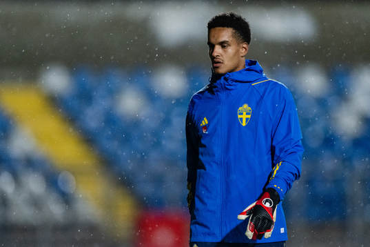 Goalkeeper Oliver Dovin of Sweden