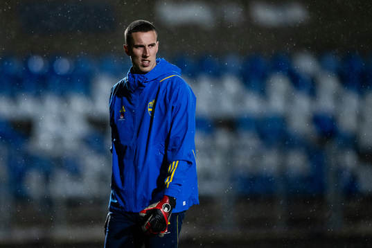 Goalkeeper Samuel Brolin of Sweden