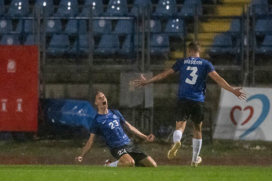 Kevor Palumets of Estonia celebrates the 0-1 goal