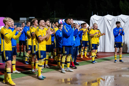 Players of Sweden celebrate