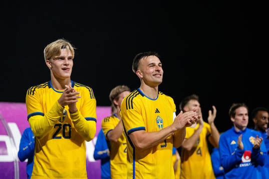 Lucas Bergvall and Henrik Castegren of Sweden celebrate