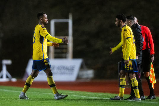 Isaac Kiese Thelin and Joakim Persson of Sweden