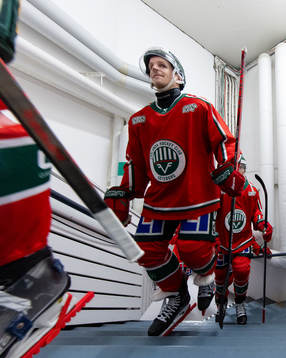 Frölundas Max Friberg innan ishockeymatchen i SHL mellan
