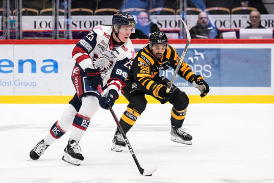 Linköpings Filip Bystedt och Skellefteås Dylan Sikura