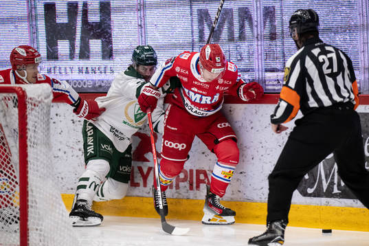 Färjestads David Tomasek och Timrås Erik Andersson