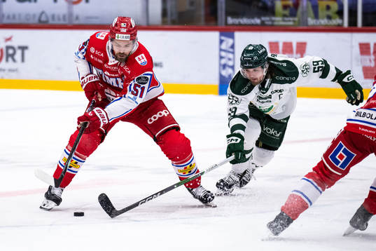 Timrås Anton Lander och Färjestads Linus Johansson