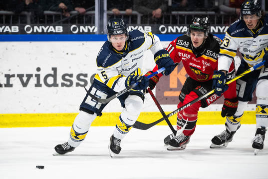 HV71s Victor Sjöholm och Luleås Nikola Pasic