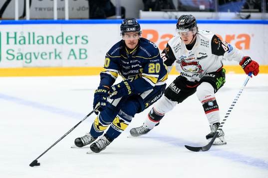 HV71s André Petersson och Malmö Redhawks Lauri Pajuniemi