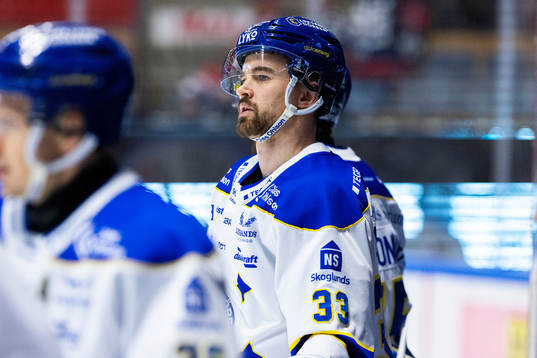 Leksands Eddie Larsson på uppvärmningen