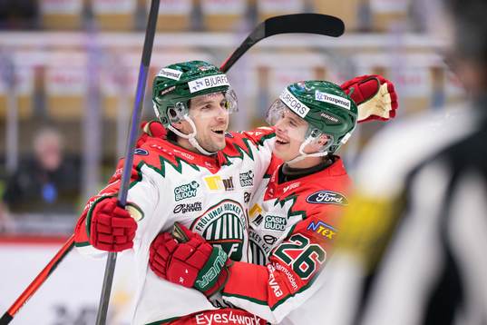 Frölundas Henrik Tömmernes och Isac Heens  jublar