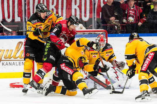 Malmö Redhawks Johan Olofsson och Luleås målvakt Matteus