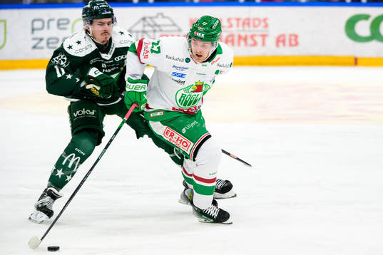 Färjestads Joakim Nygård och Rögles Linus Sjödin