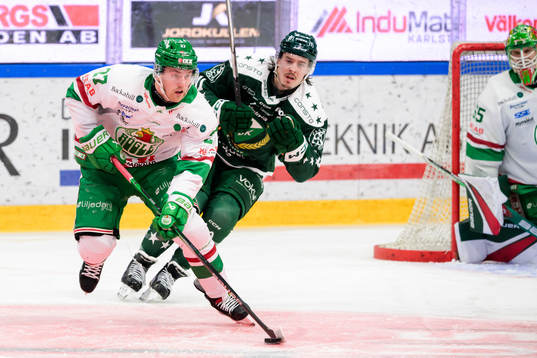 Rögles Linus Sjödin och Färjestads Joakim Nygård