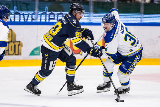 HV71s André Petersson och Leksands Olle Alsing