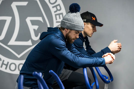 Leksands Oskar Lang innan ishockeymatchen i SHL mellan