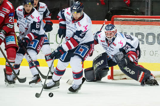 Linköpings målvakt Marcus Högberg, Christoffer Ehn och