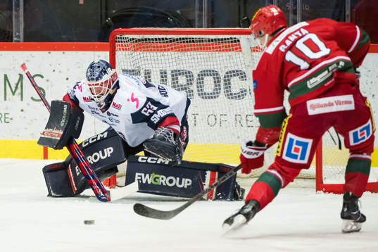 Linköpings målvakt Marcus Högberg och MoDos Sampo Ranta