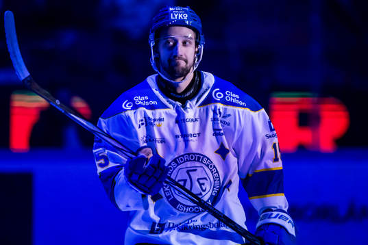 Leksands Max Veronneau innan ishockeymatchen i SHL mellan