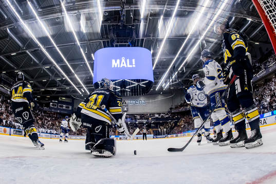 HV71s målvakt Joni Ortio och HV71s Oliwer Kaski deppar