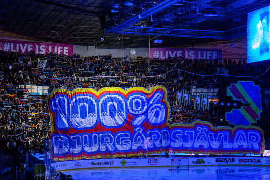 Djurgårdens supportrar med tifo