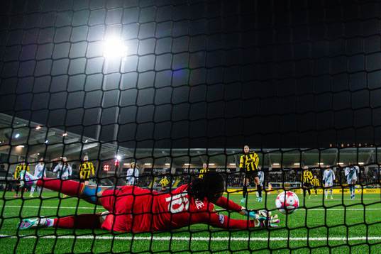 Chiamaka Nnadozie of Paris FC saves a penalty kick from