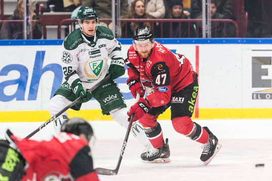 Färjestads Joel Nyström och Malmö Redhawks Joakim Ryan
