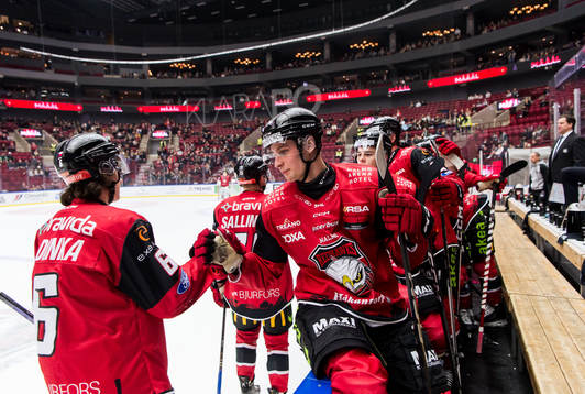 Malmö Redhawks Freddie Larsson jublar