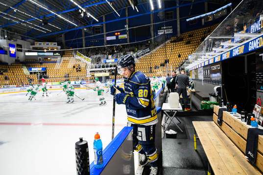 HV71s André Petersson innan ishockeymatchen i SHL mellan