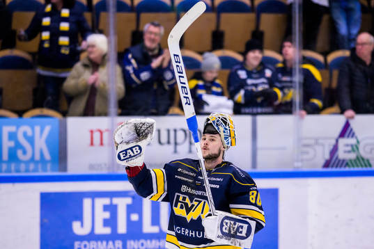 HV71s målvakt Frederik Dichow jublar
