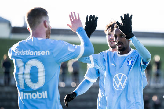Malmö FFs Anders Christiansen och Taha Ali jublar