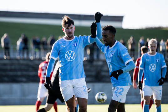 Malmö FFs Stefano Vecchia och Taha Ali jublar