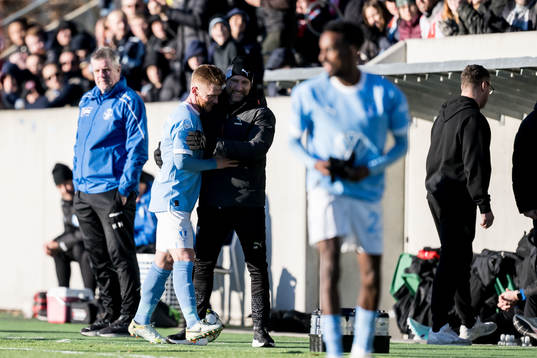 Malmö FFs Anders Christiansen och tränare Henrik Rydström