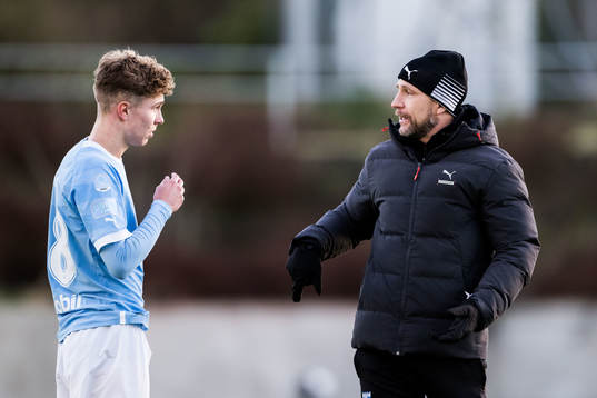Malmö FFs Hugo Bolin Malmö FFs tränare Henrik Rydström