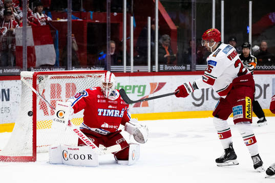 Timrås målvakt Jacob Johansson och MoDos Sam Vigneault