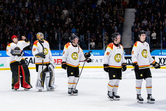 Brynäs målvakt Kristers Steinbergs, målvakt Damian