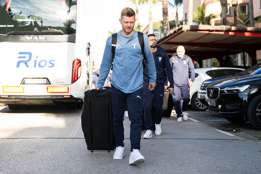 Malmö FFs Anders Christiansen vid ankomsten till