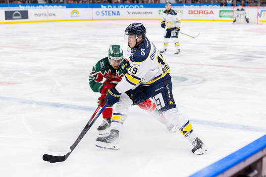 Frölundas Linus Nässen och HV71s Henrik Borgström