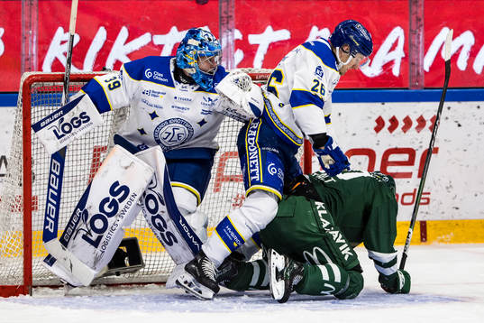 Leksands målvakt Filip Larsson och Leksands Patrik Norén