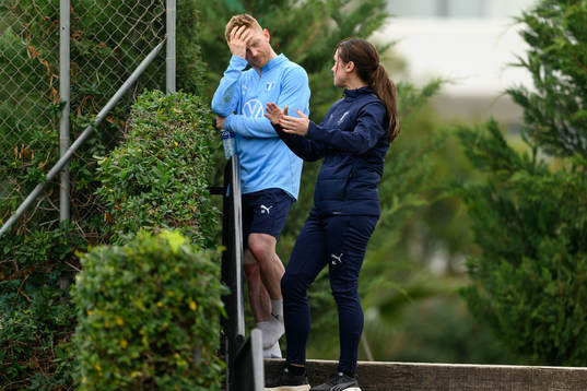 Malmö FFs Anders Christiansen och läkare Amanda Lahti