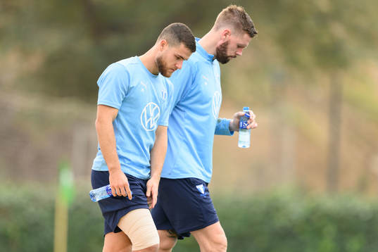 Malmö FFs Gabriel Busanello och Pontus Jansson