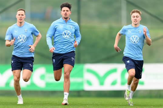 Malmö FFs Niklas Moisander, Stefano Vecchia och Hugo Bolin