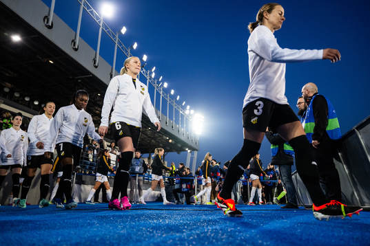 Josefine Rybrink of Häcken enters the pitch