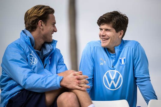 Erik Botheim and Oliver Berg of Malmö FF