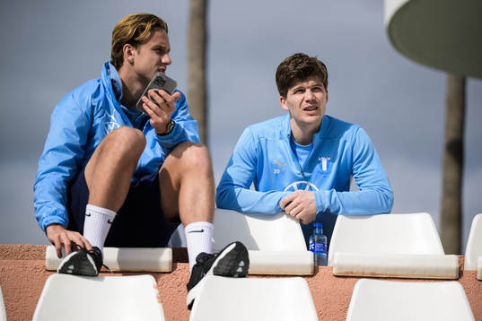 Erik Botheim and Oliver Berg of Malmö FF