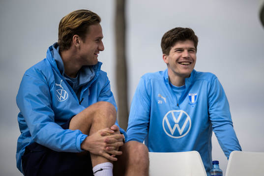 Erik Botheim and Oliver Berg of Malmö FF