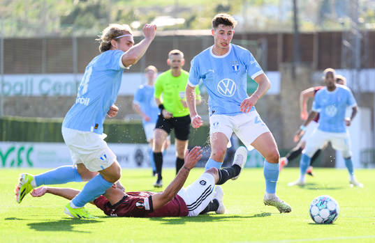 Sebastian Nanasi and Lasse Berg Johnsen of Malmö FF