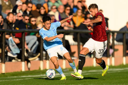 Adrian Skogmar of Malmö FF and Maten Rynes of Sparta Prag