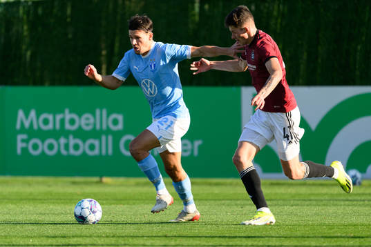 Stefano Vecchia of Malmö FF and Martin Vitik of Sparta Prag